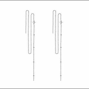 Sluynz 925 sterling silver star long dangle earrings chain